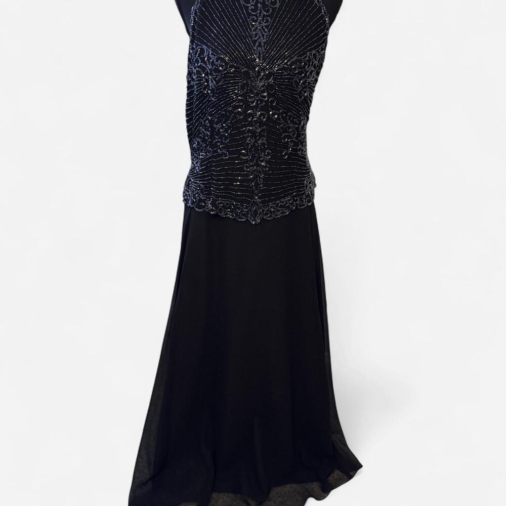 Black beaded sequin embellished formal - Picture 2 of 6